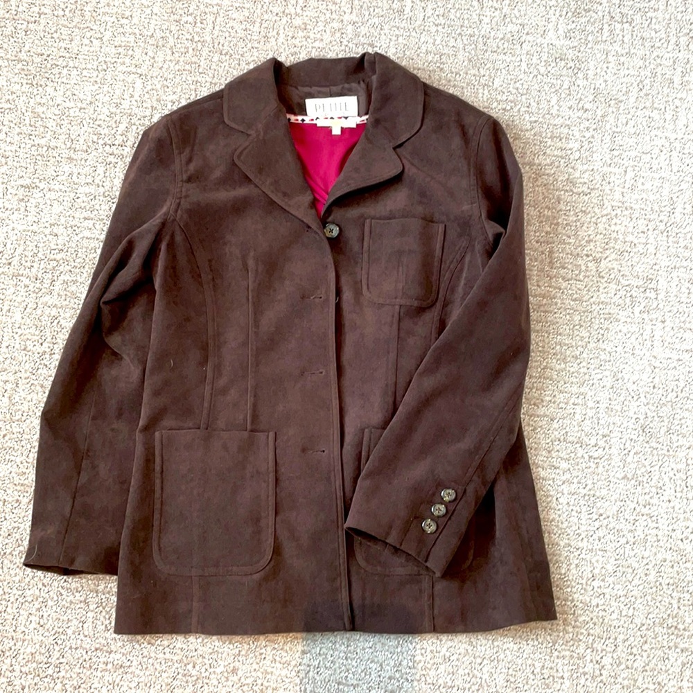 Brown Suede-Feel Polyester Blend Jacket Lined. - image 1